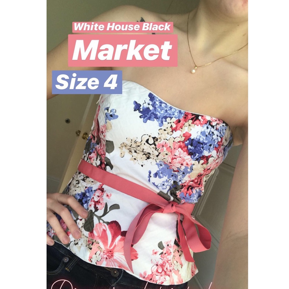 WHBM Floral Strapless Bustier Corset With Bow | 4